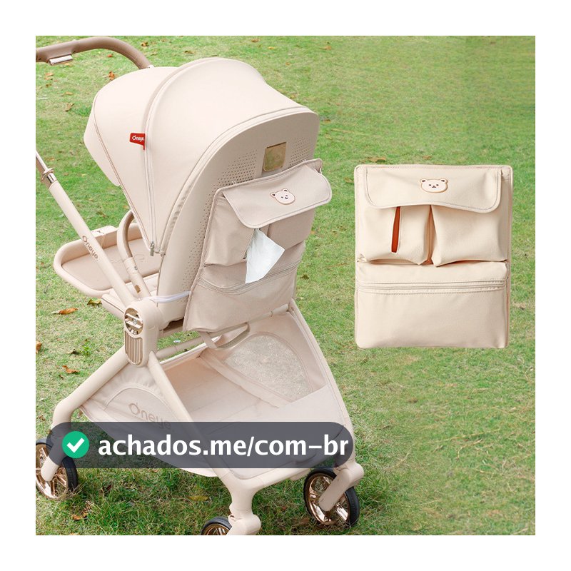 Bolsa Organizadora Suspensa para Carrinho de Bebê Couro PU Impermeável Grande Capacidade Compatível com Yuan‑Ya T9 T6