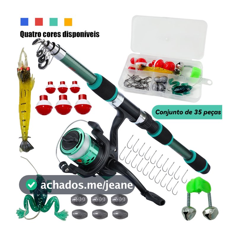 Kit De Luxo Incluindo Vara De Pesca De 1.8 M , Carretel Com Roda Giratória E 35 Acessórios De Isca