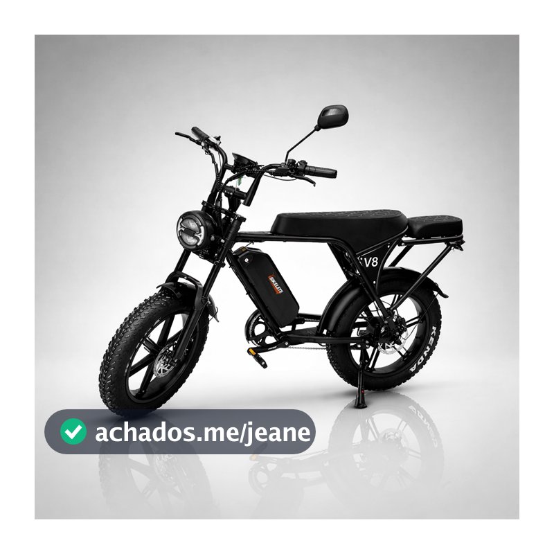 Bicicleta Elétrica Bikelete V8 1000w 48v Preto 50km/h Lítio Com seguro