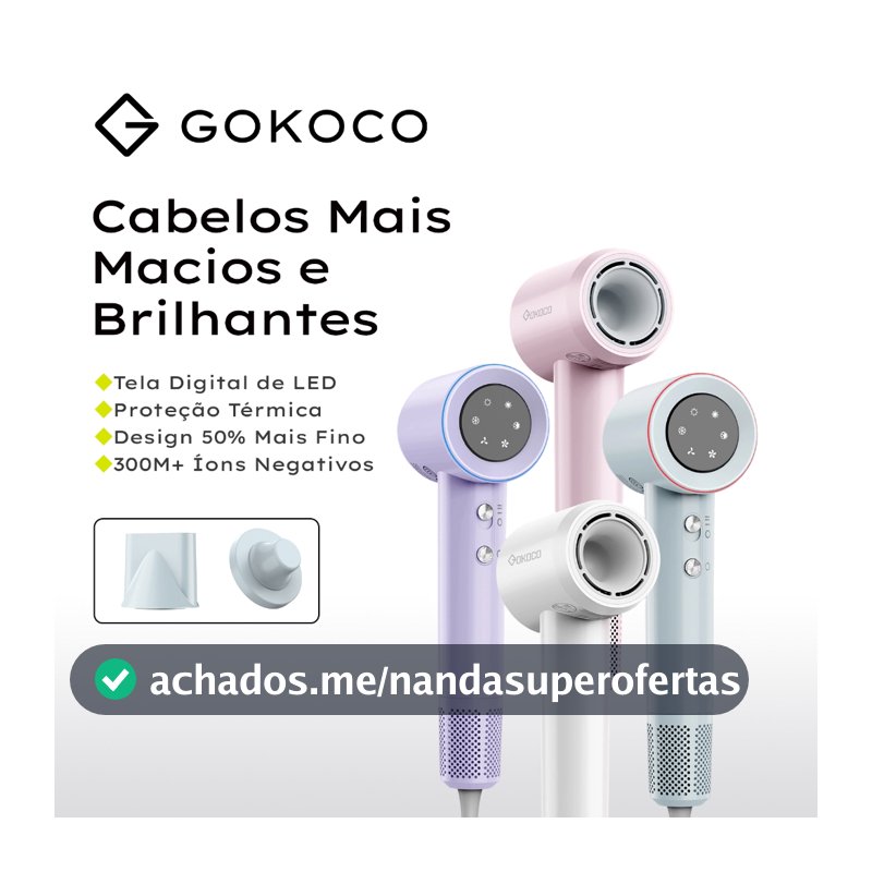 GOKOCO Secador de Cabelo de Alta Velocidade Secador de Cabelo Profissional 1500W Alta Velocida de 2Minutos Secagem Rápid