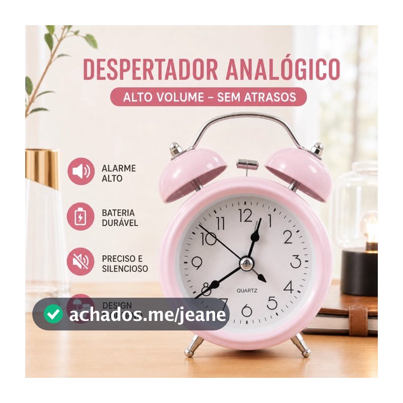 Despertador de mesa em metal cor sólida estilo retrô super alto portátil a bateria Design Clássico - 634