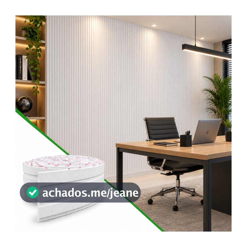Painel Revestimento Ripado Autocolante de EVA Flexível Branco - Rolo com 10mts