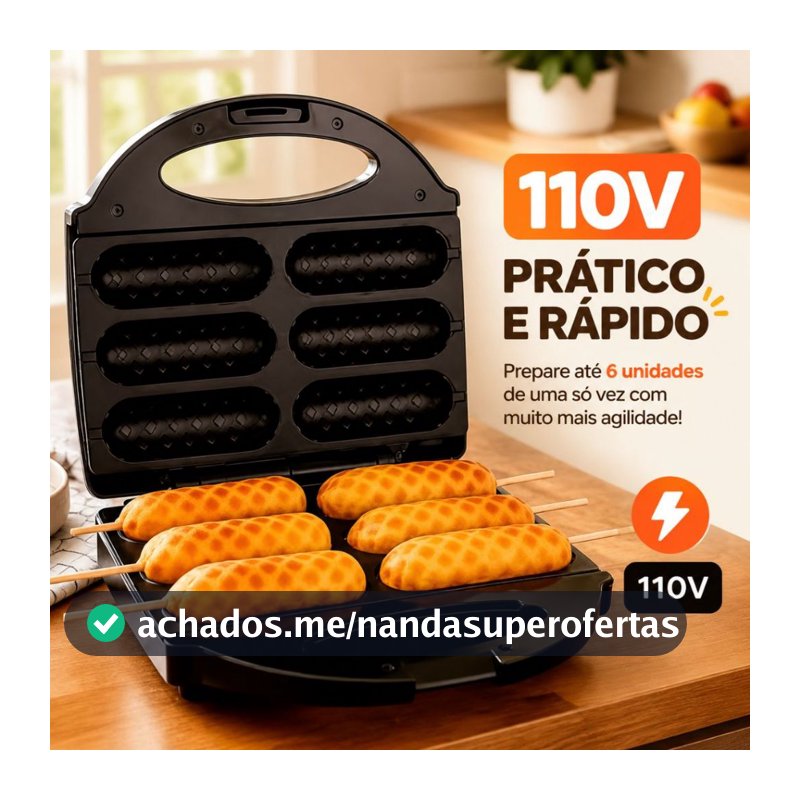 Máquina de Crepe Crepeira Elétrica Antiaderente Hot Dog Queijo Coalho Espetinho No Palito 110v LCK