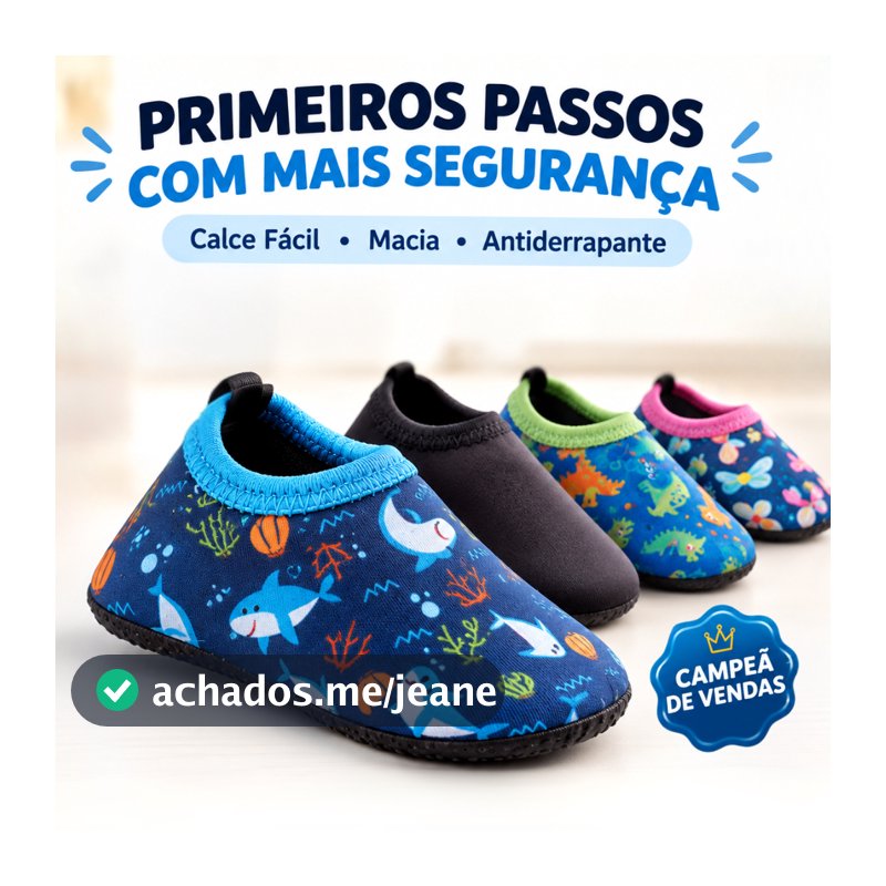 Sapatinho Calce Fácil Meia Sapatilha Antiderrapante Bebê Dino Confortável e Macio para Primeiros Passos Menina Menino RN