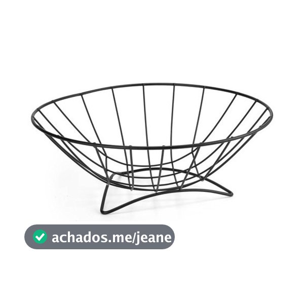 Fruteira Cesta Centro Mesa Bancada Armário Aramada Preta Black Life Arthi