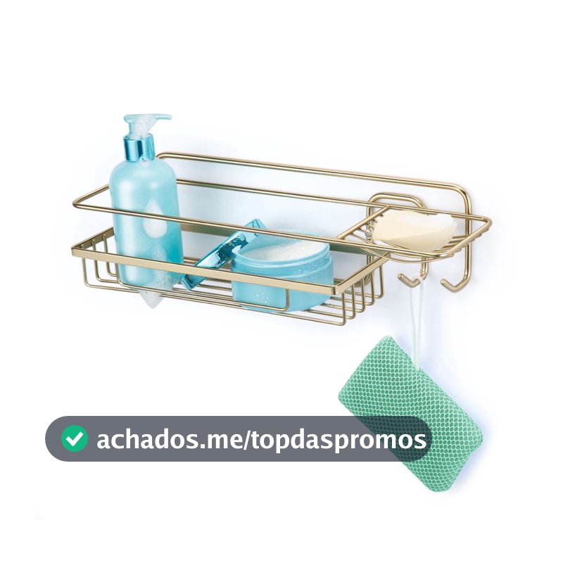 Porta Shampoo Suporte Com Saboneteira Aço Dourado