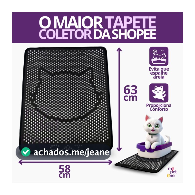 Tapete Higiênico Coletor De Areia 68x53cm Mypetone