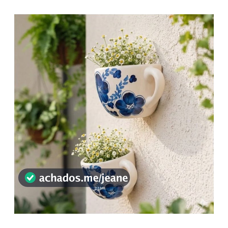 Floreira Vaso De Parede Cerâmica Vintage Esmaltada Área Externa Azulejo Português