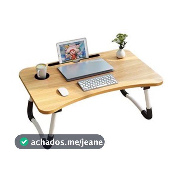 Mesa Portátil de Madeira Dobrável - Para Estudo e Lazer - Suporte de Notebook para Cama e Sofá