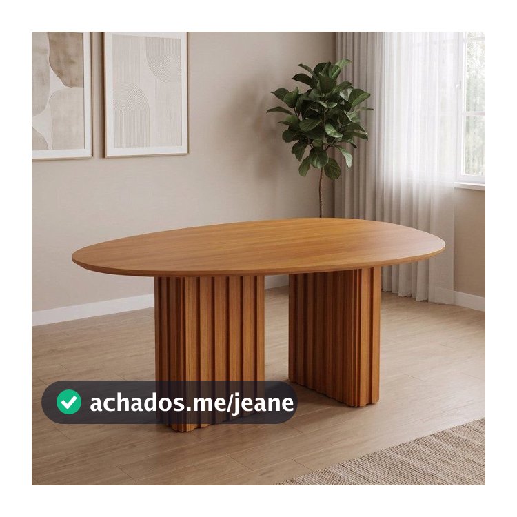 Mesa para Sala de Jantar com Tampo Orgânico 1,35cm MDF Isis Marrom/Freijó 135