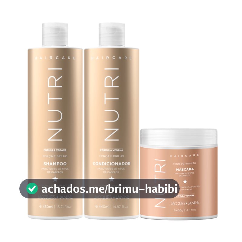 Kit Jacques Janine Hair Care Nutri Shampoo 450ml Condicionador 440ml Máscara Creme Nutrição 400g