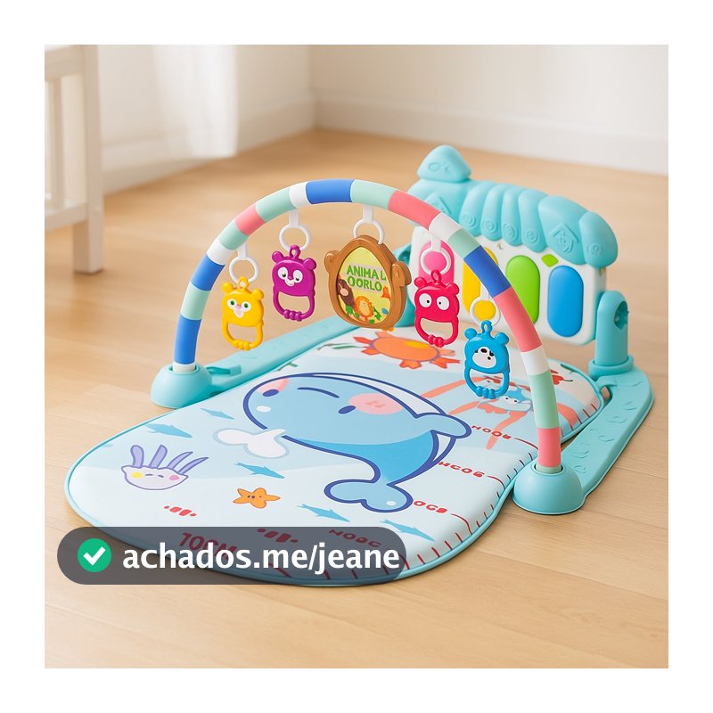 Tapete De Atividades Bebê Musical Com Piano Ginásio Móbile 5 Brinquedos Estímulo Sensorial