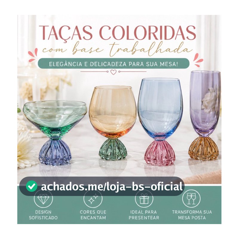Taça de Vidro Colorida com Base Trabalhada | Mesa Posta Premium