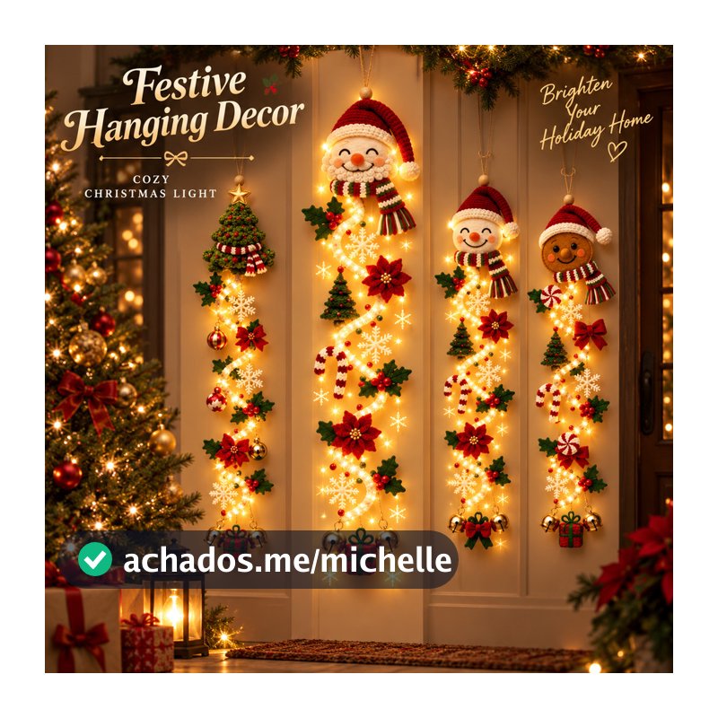 Cabide De Porta De Natal LED Iluminado Guirlanda Pendurado Ornamento Decoração De Casa De Férias Luzes Quentes