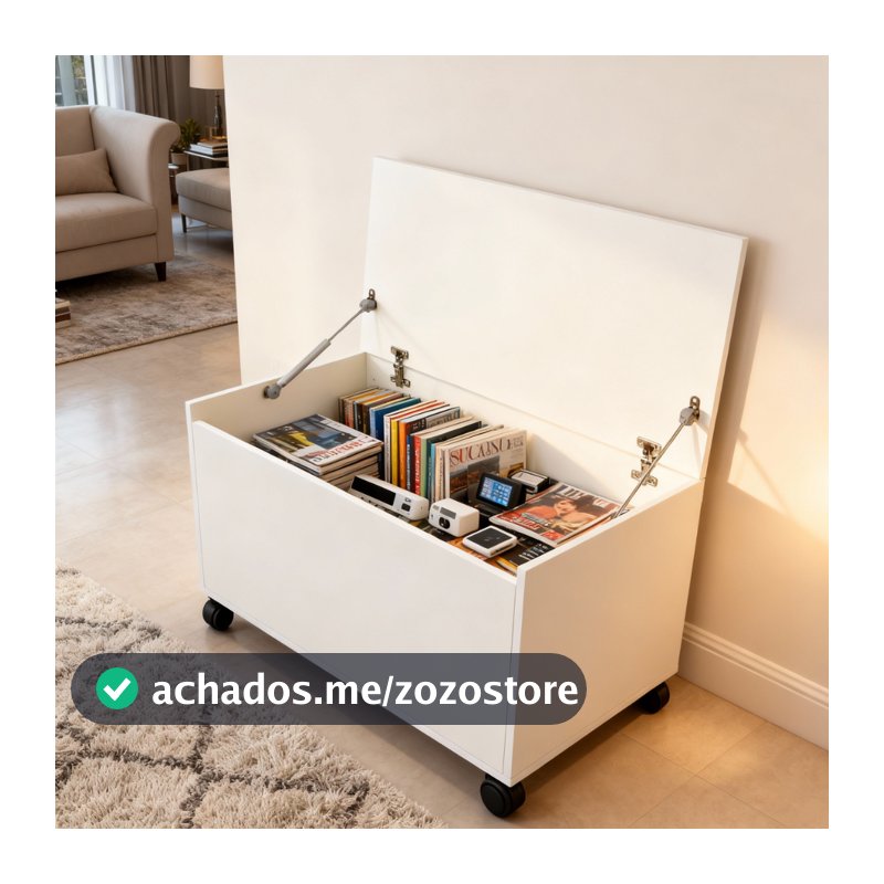 Baú Grande Multiuso Rodinhas Organizador Brinquedos Objetos Sala Quarto Infantil Guardar Bagunça MDF