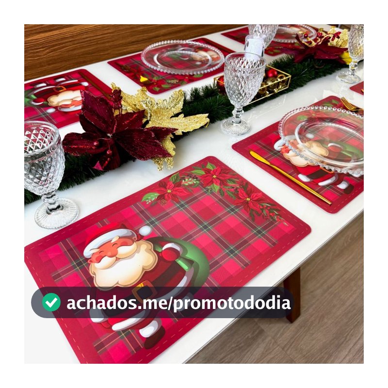 Jogo Americano Natalino Mesa Posta Kit com 2, 4, 6, 8, 10 ou 12 peças