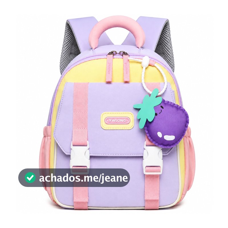 Mochila Escolar Infantil Grande Capacidade com Pingente Alças Ajustáveis Fivela Peitoral para Escola Passeios e Viagens