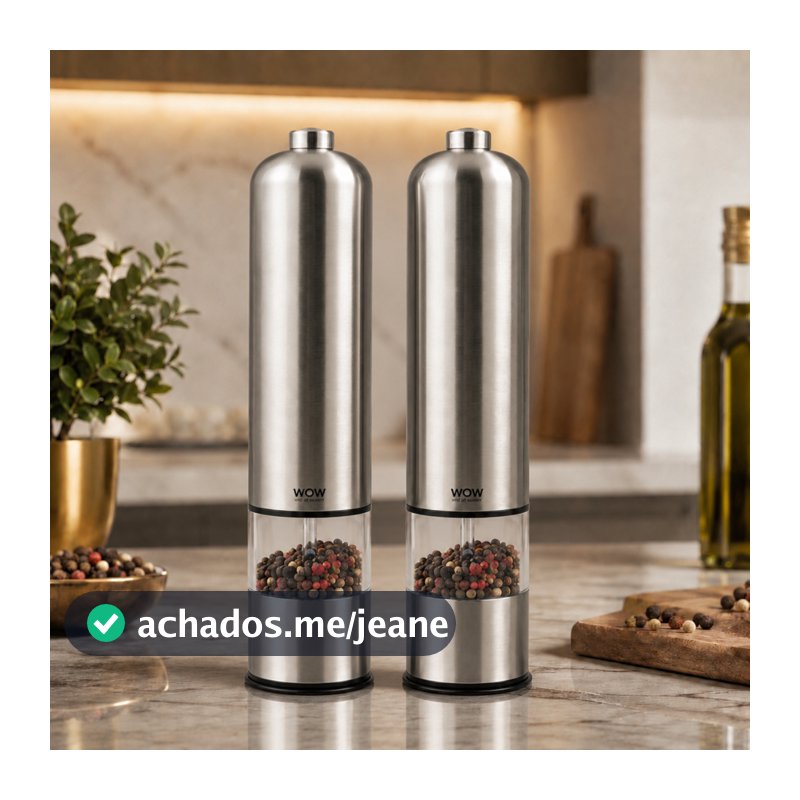 Kit 2 Moedor de Pimenta e Sal Eletrico em Aço Inox Temperos