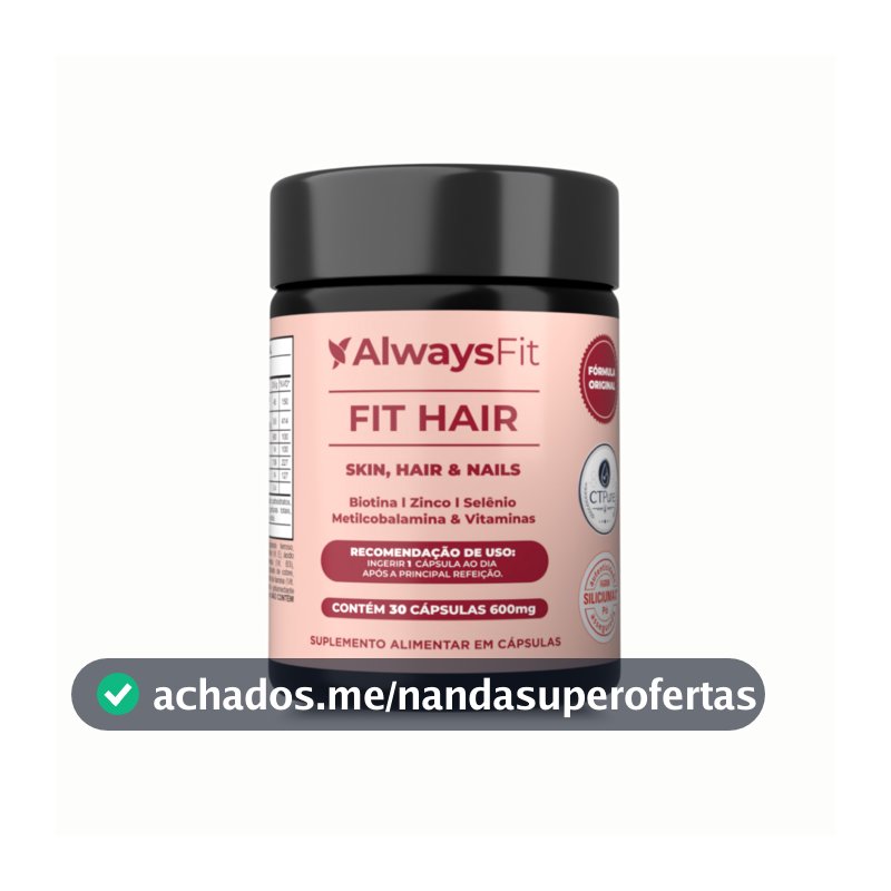 FitHair AlwaysFit  | Biotina + Zinco + Selênio + Ferro + Cobre + Cisteína + Vitaminas | 30 Cápsulas