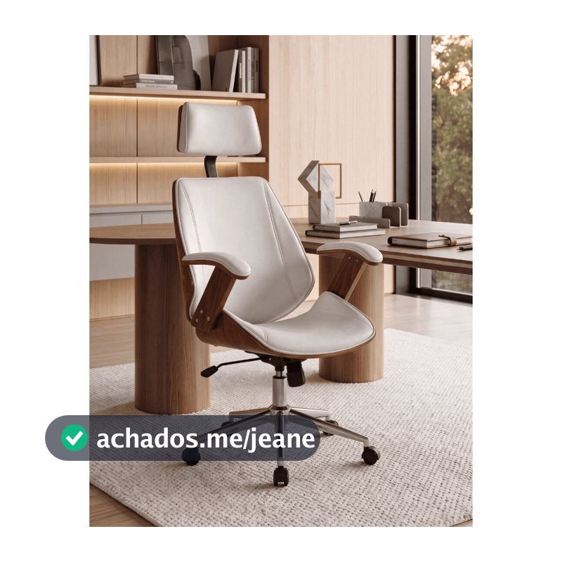 Cadeira de Escritório Ergonômica Giratória HomeNow Kopenhagen Presidente Apoio Cabeça Office Branca