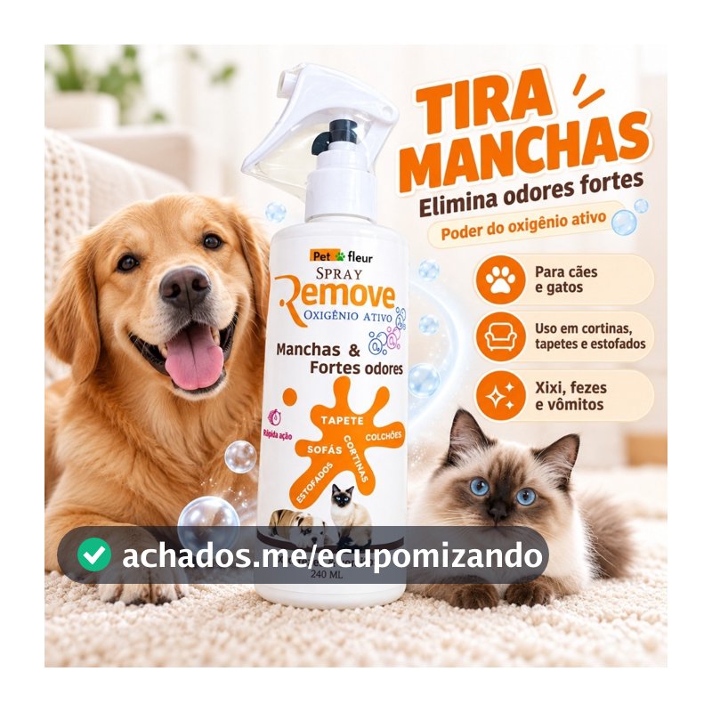 Tira Manchas E Fortes Odores Ambiente Com Cães E Gatos Antiodor enzimático - elimina bactéria de caixas de areia gatos