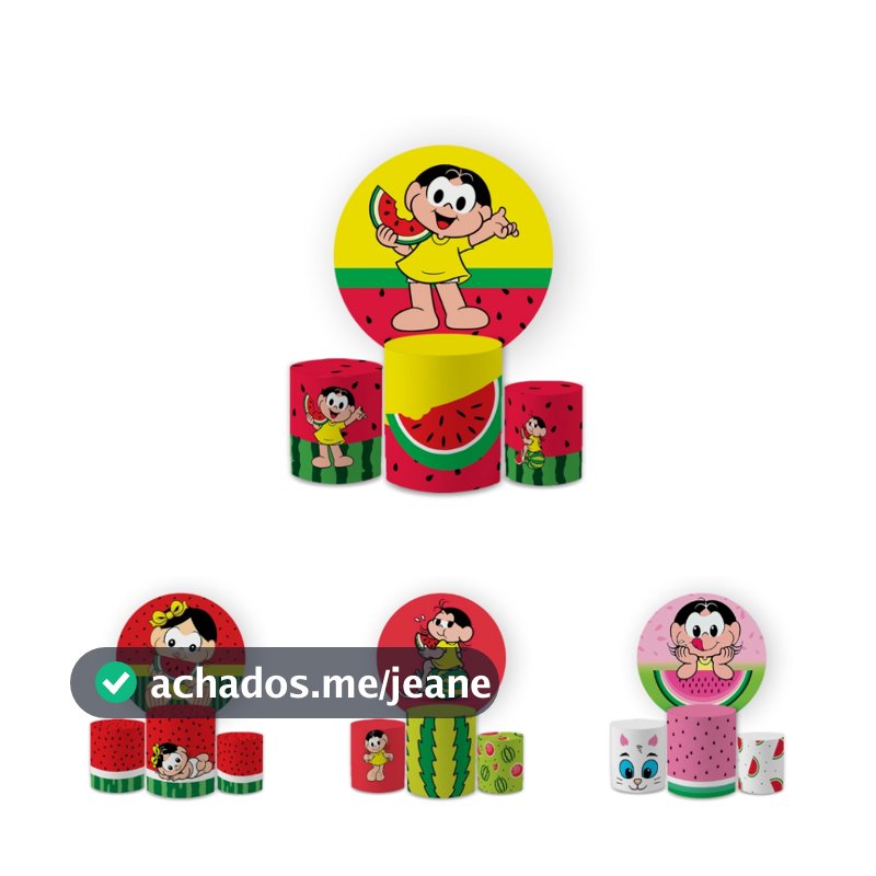 Kit Capas Festivas Para Painel e Cilindros Magali Melancia Aniversario Decoração Lançamento