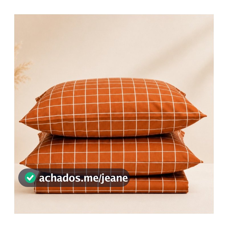 Kit Jogo De Lençol S/ Elástico Estampa Grid Listrado Percal Algodão Cama Solteiro Casal Queen King