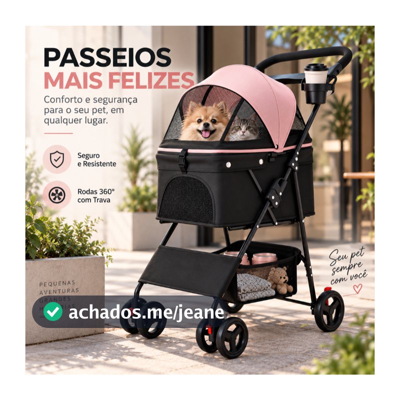 Carrinho Passeio Pet Premium Animal Estimação Até 15kg