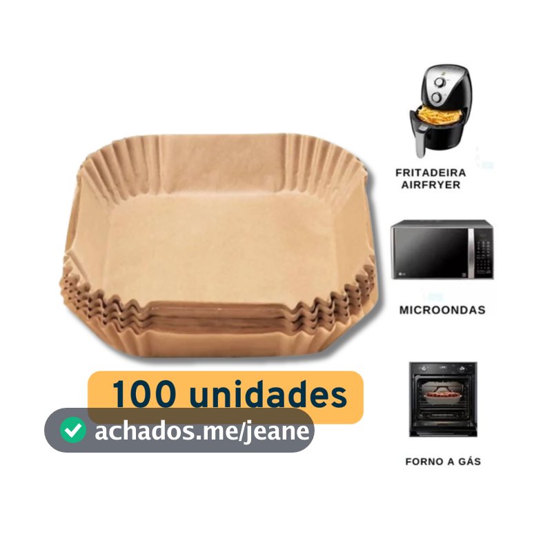Kit 100 Forma de airfryer descartavel antiaderente de papel cozinha quadrado fritadeira cozimento