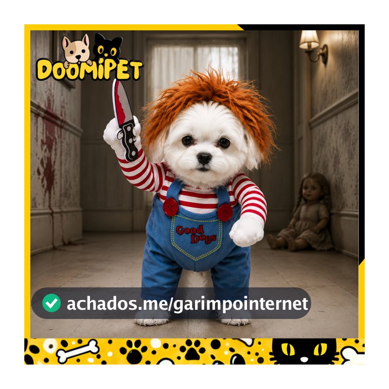 Fantasia Chucky Para Cachorro e Gato – Cosplay Boneca Assassina Engraçada(XL)