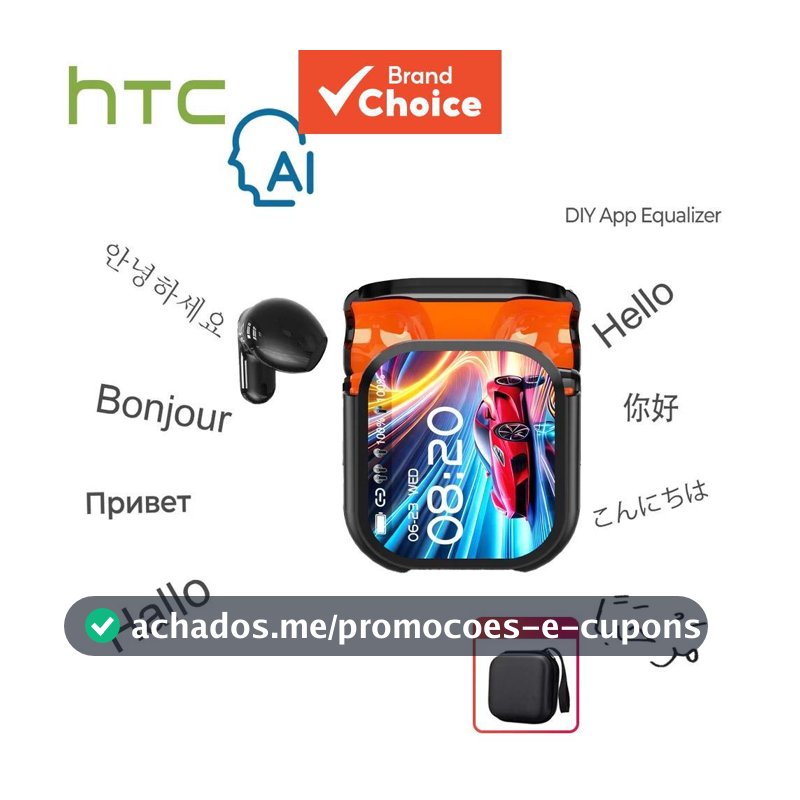 HTC NE20 Fones De Ouvido Bluetooth 6.0 AI Tradução Ao Vivo Tela LED Inteligente HiFi Qualidade De Som Tecnologia De Canc