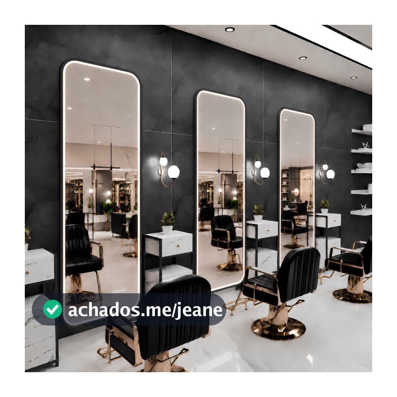 Espelho Lopazzi Retangular 170X70 com Suporte de Chão + LED Jateado 3 Intensidades Decorativo