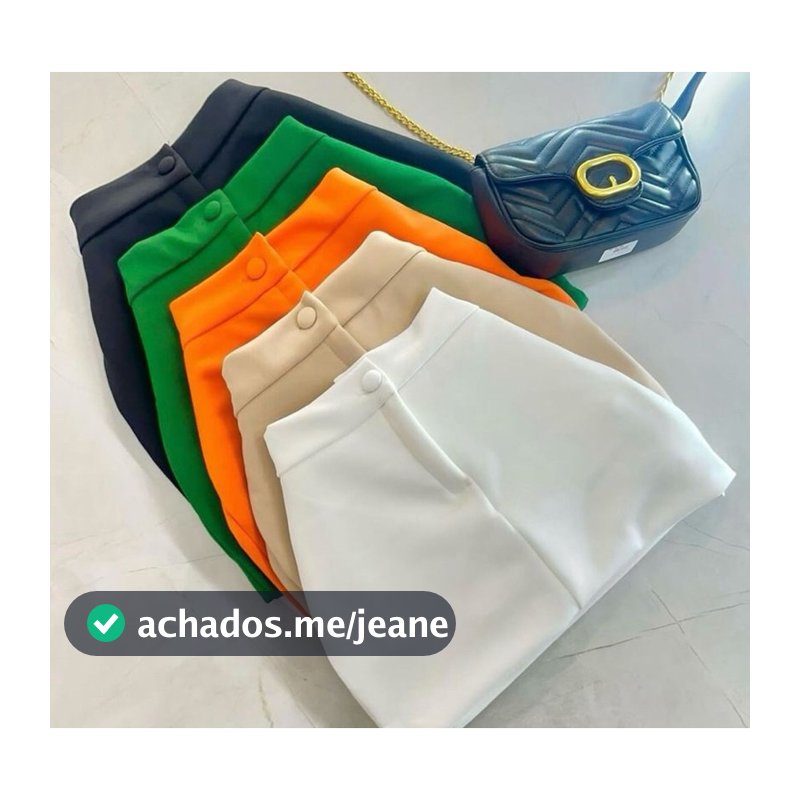 Short Saia Alfaiataria Com Cintura Alta Com Botão Tendência