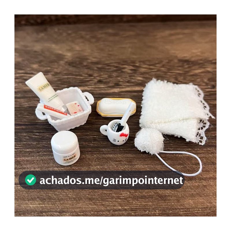Casa de boneca em miniatura Mini simulação KT branco produtos de higiene pessoal cosméticos jogar casa brinquedos do ban