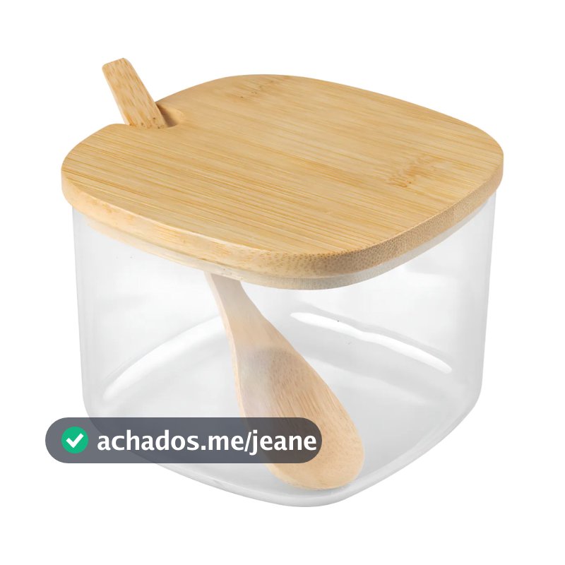 Açucareiro De Bambu Porta Tempero Tampa E Colher Sense Ou