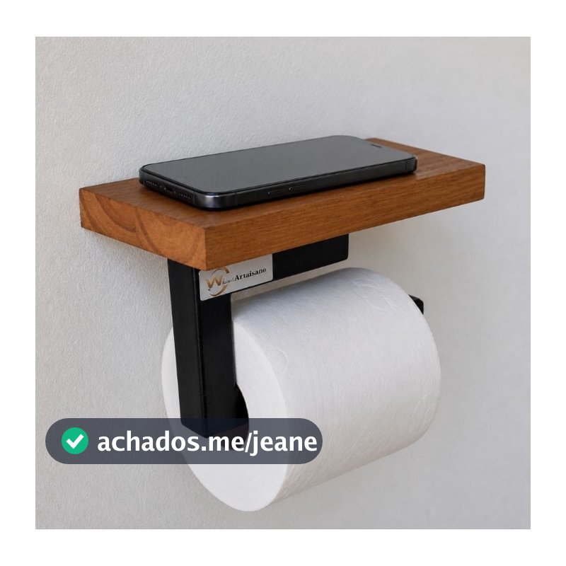 Suporte Porta Papel Higiênico Estilo Industrial Com Suporte para Celular