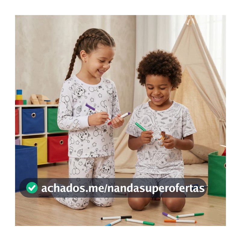 Pijama Infantil para Colorir Pintar - Menino ou Menina