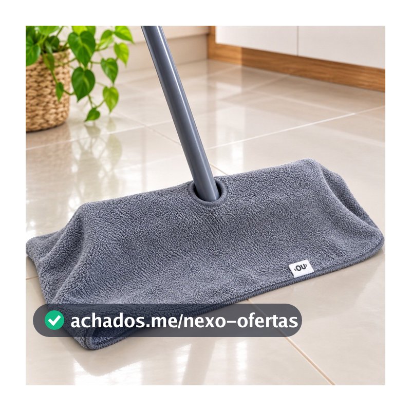Pano de Chão em Microfibra com Encaixe para Cabo de Vassoura