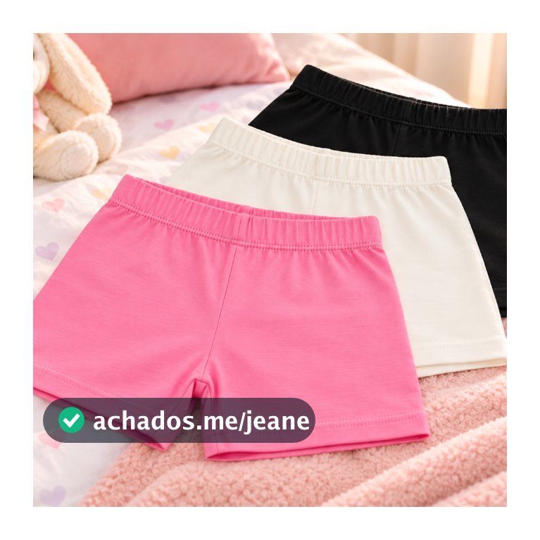 Kit 3 Short Boxer Infantil Curto Cotton Menina 96%Algodão Ideal para Usar com Saias e Vestidos Tam 2 ao 12