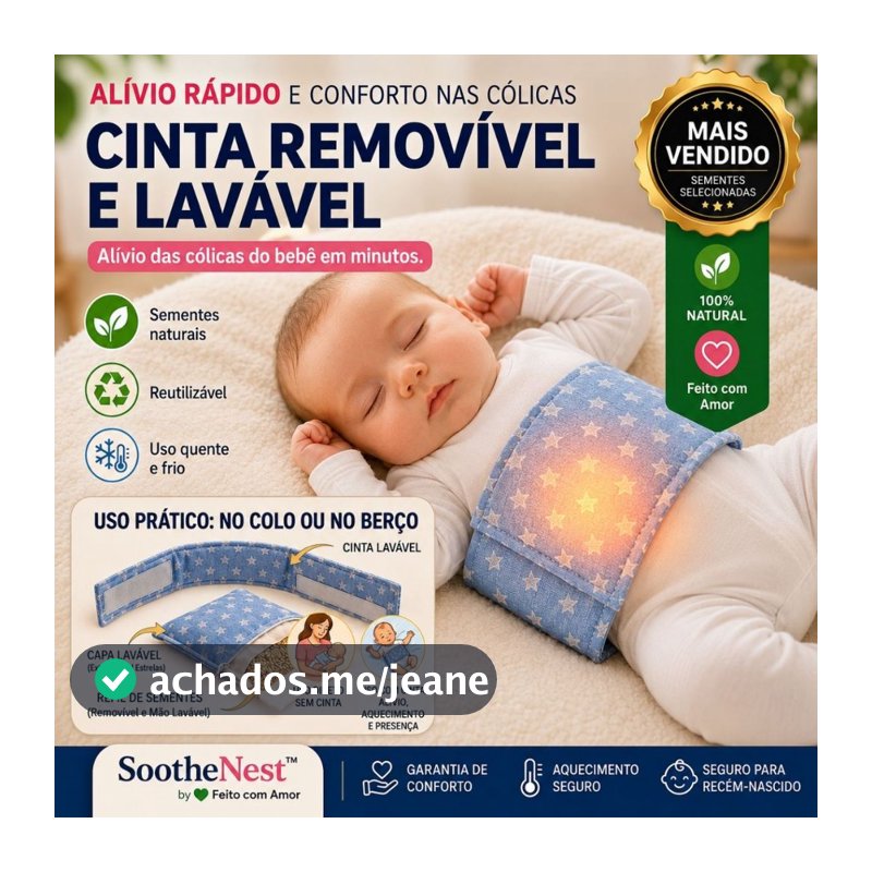 Bolsa Térmica para Cólica de Bebê | Faixa Removivel Ajustável com Velcro | Sementes 100% Naturais