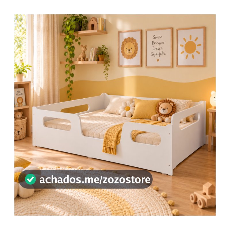Cama Encanto Sem Colchão Montessoriana Infantil Segura Grade Proteção Incluso Quarto Do Bebê Juvenil Moderna Robusta