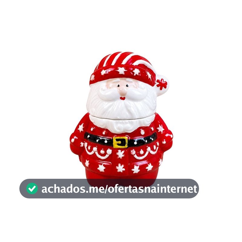 Pote Multiuso Papai Noel Em Cerâmica Com Tampa Porta Biscoitos E Doces Decoração De Natal 14x12cm