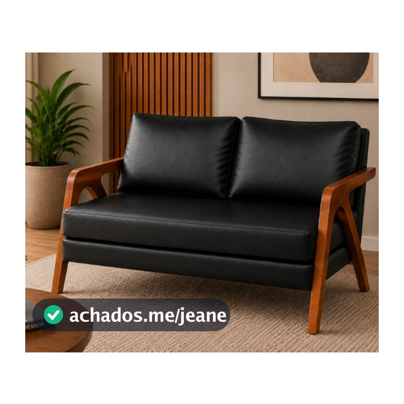 Sofá Namoradeira Mona 2 Lugares Estofada Tecido  Em Corino Sofá Decorativo Moderno Para Sala E Recepção
