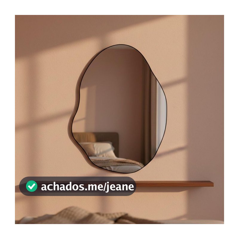 Espelho Pinterest Retrô Lapidado Orgânico 55x75cm de Parede Minimalista Banheiro Hall Entrada Lavabo