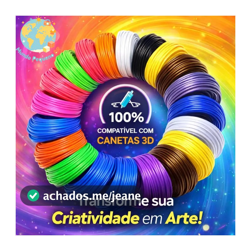 Refil Filamento PLA Kit 18m/36m/50m/100m Compatível com Caneta 3D Material para Impressão 3D Varias Cores Vibrantes