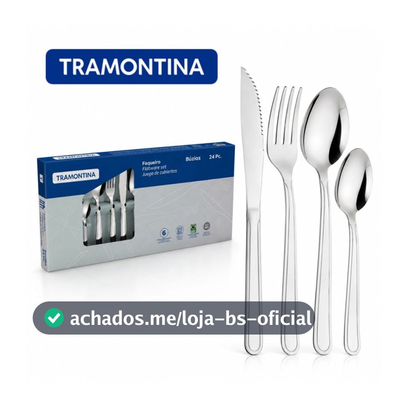 Kit Conjunto Jogo De Faqueiro Búzios 24 Peças Aço Inox Tramontina