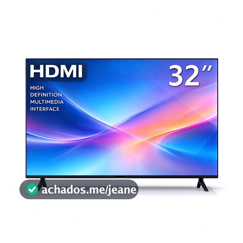 TV 32" Digital HD Pronta para Usar 2 HDMI 2 USB VGA Entrada para Notebook e Console Base Inclusa para Mesa