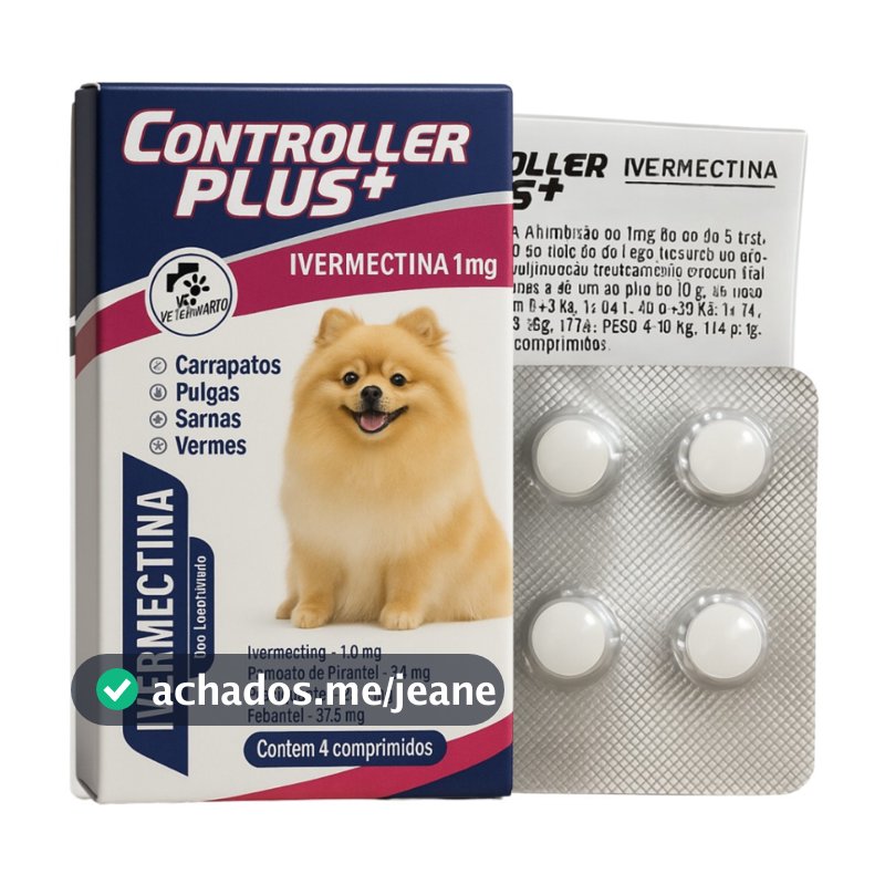 Controller Plus Anti Pulgas, Carrapatos, Vermes E Sarnas 4 Comprimidos 5kg