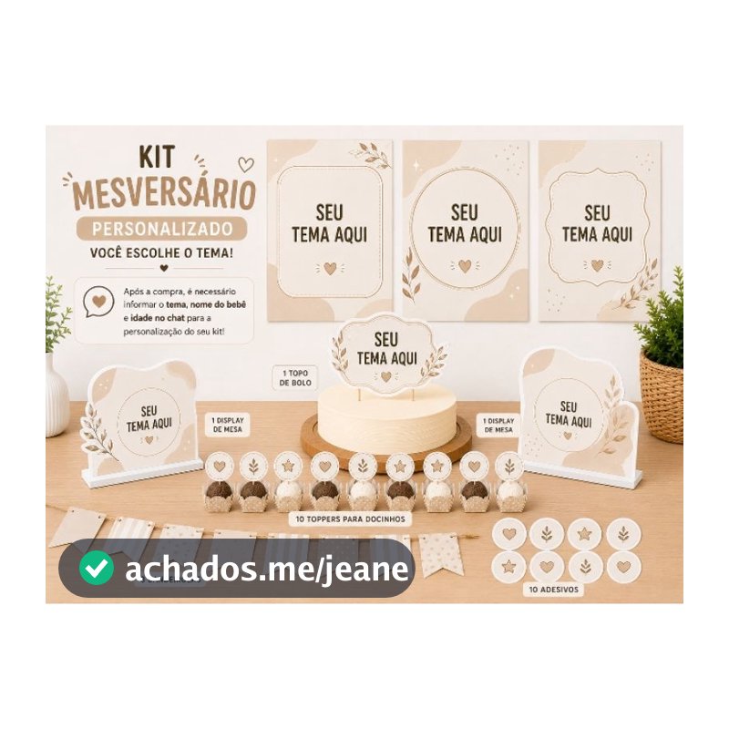 Kit Mesversário Personalizado Qualquer Tema  | kit só um bolinho/Festa em casa /Decoração Mesversário Menino e Menina