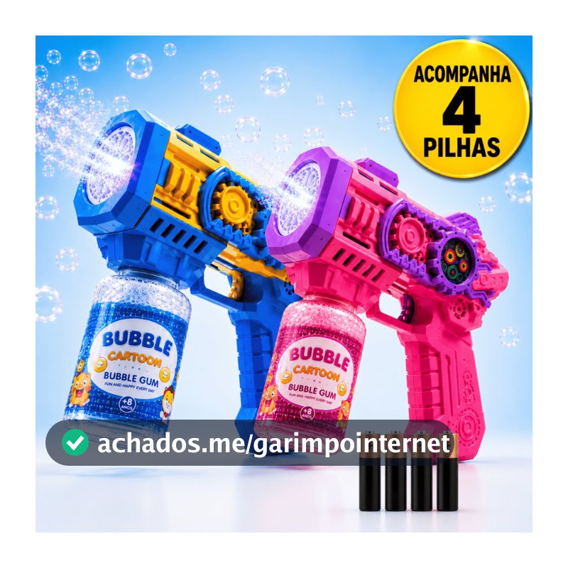 Máquina de Fazer Bolhas Sabão Automática Elétrica LED Colorido Brinquedo Menino Menina Presente